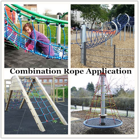 16mm 6本糸 PETまたはPP 露天組合せ遊び場ロープ 登り網 13