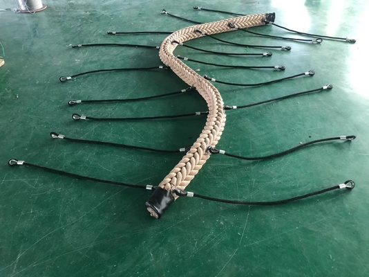 サンディ色ポリエステルは12の繊維ロープの釣り橋150mmx4200mmを