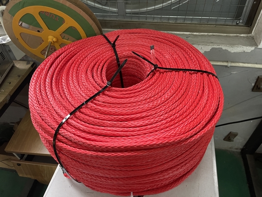 赤い色 24mmx220m 12 糸 UHMWPE HMPE 交接式船用固定ロープ