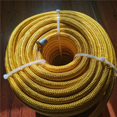 黄色色 双重編み 10mmx200m UHMWPEロープ ポリエステルカバー