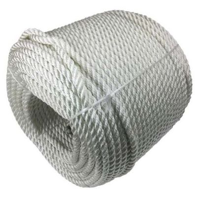 Nylon Fiber 3 Strand Nylon Rope White Color High Tensile Twisted 20mm