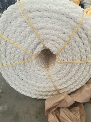 白色カラー8ストランド64mm/72mmポリプロピレンPPマリーナ係留ロープ、高破断荷重