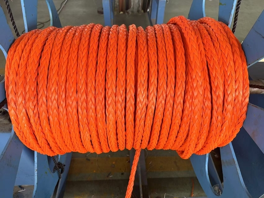 100% Uhmwpeロープ 12mm 12ストランド 帯織 高強度 引引可能なロープ