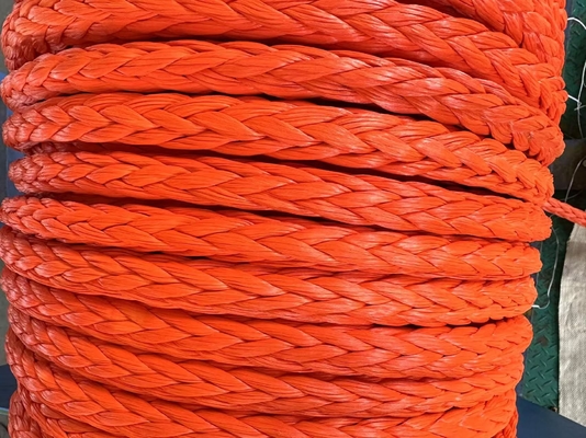 100% Uhmwpeロープ 12mm 12ストランド 帯織 高強度 引引可能なロープ